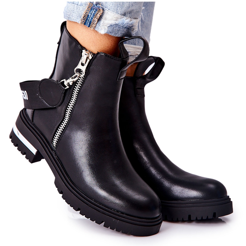 PS1 Schwarze Cortona warme Lederstiefel mit Reißverschluss