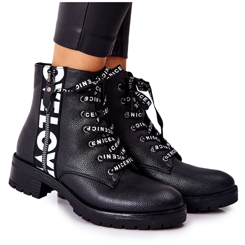 POTOCKI Lederstiefel Arbeiter auf schwarzem Henri-Reißverschluss