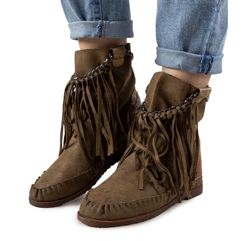 Grüne Damenstiefel im Stil von Boho Maral