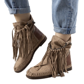Beige Damenstiefel im Stil von Boho Maral