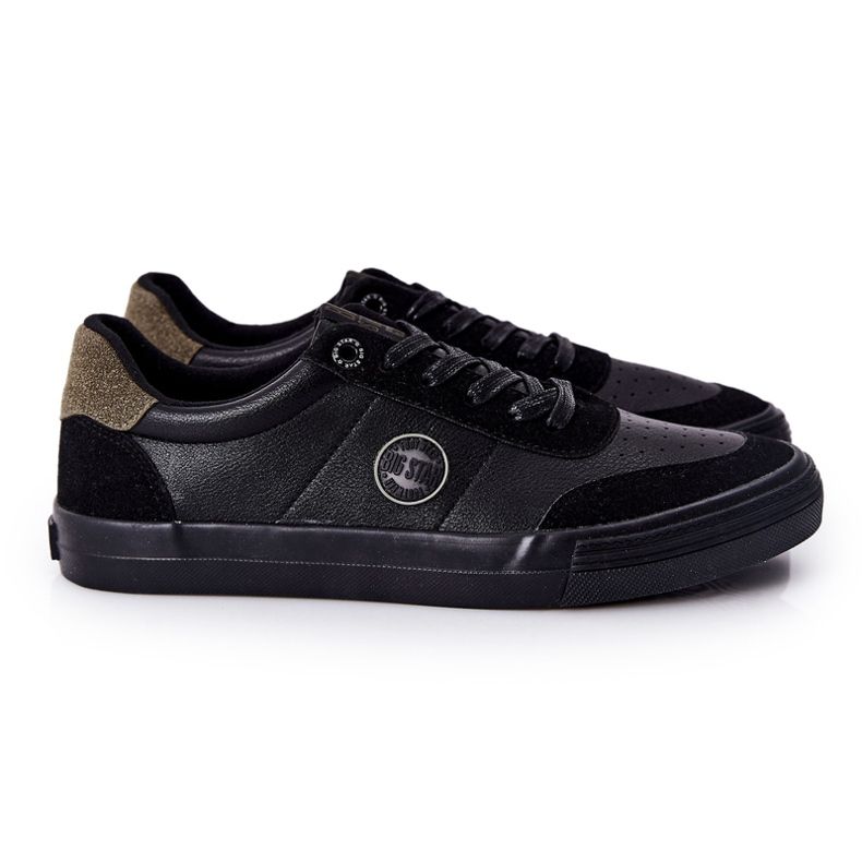 Herren Leder Sneaker Big Star II174008 Schwarz-Grün