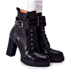 POTOCKI Stiefel auf einem hohen Pfosten schwarz gebunden Fasha