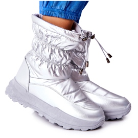 PE1 Damen Silver Starbone Warme Schneestiefel mit Reißverschluss silber-