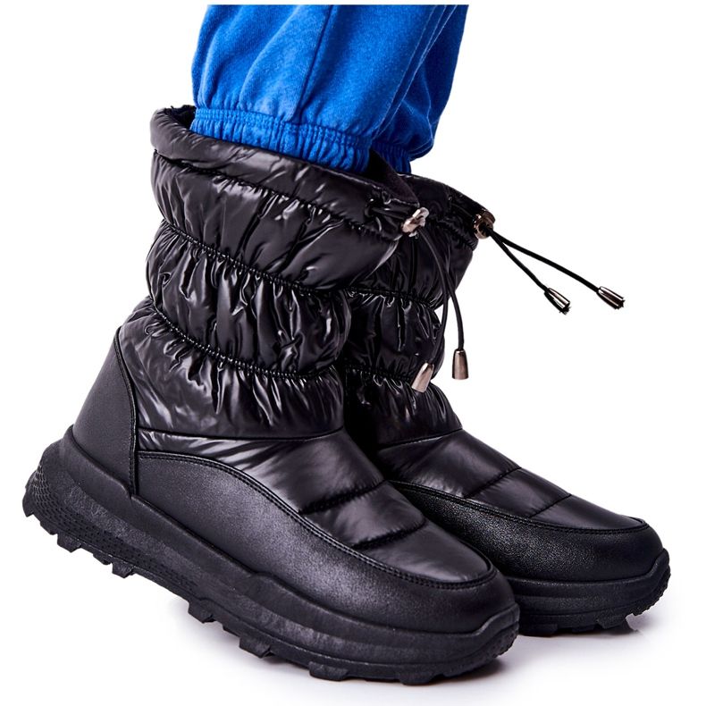 PE1 Schwarze Starbone Warme Schneestiefel für Damen mit Reißverschluss