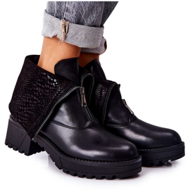 Vinceza Lederstiefel mit hohem Absatz Schwarz Chalonte