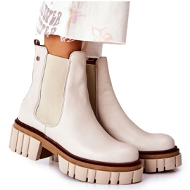 Maciejka Arbeitsstiefel aus Leder in Beige 05312-04