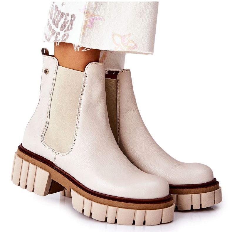 Maciejka Arbeitsstiefel aus Leder in Beige 05312-04