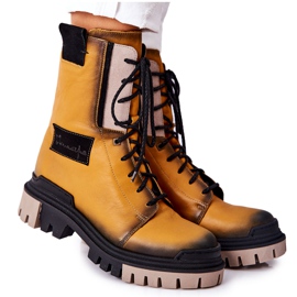 Lederstiefel Warme Stiefel Maciejka Gelb 05113-07 schwarz golden