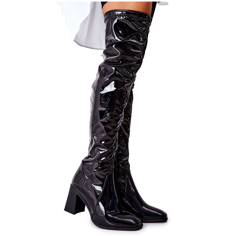 PS1 Schwarze Macey Latexstiefel