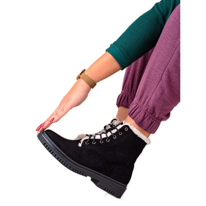 TRENDI Stiefel Trapper mit Fell am Obermaterial schwarz