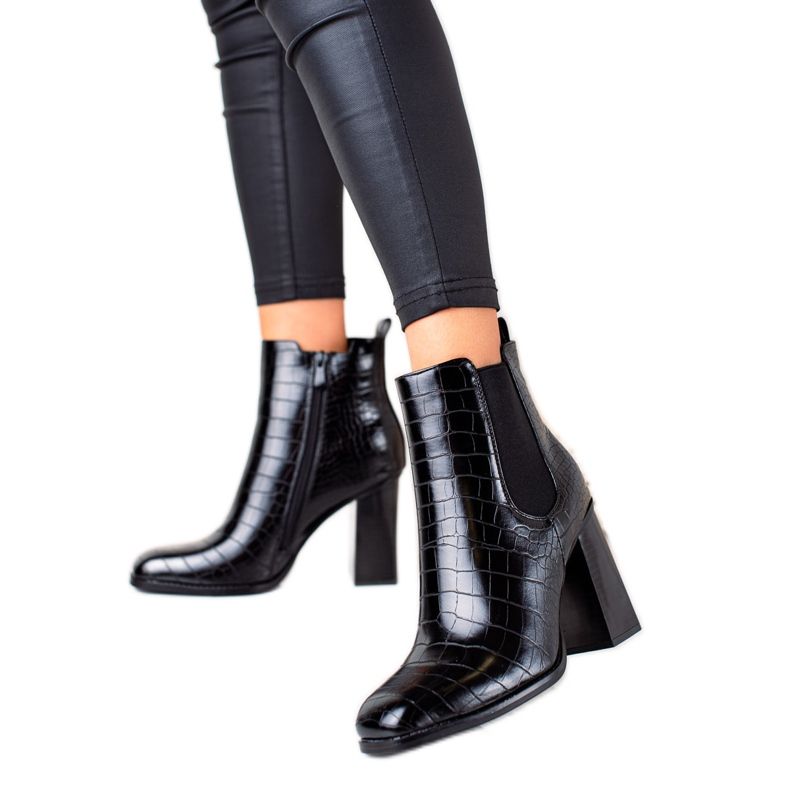 Bestelle Klassische Stiefel mit hohen Absätzen schwarz