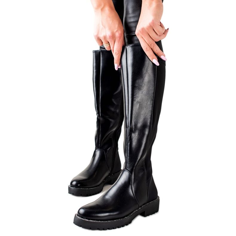 Bella Star Stiefel mit Öko-Leder mit Zirkonia schwarz