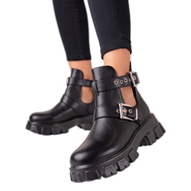 Bestelle Arbeiter mit Schnitt und Schnallen schwarz