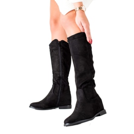TRENDI Klassische Keilstiefel schwarz