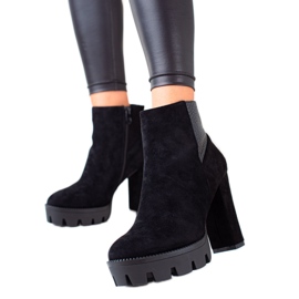 Janessa Stylische Wildlederstiefel auf dem Plateau schwarz