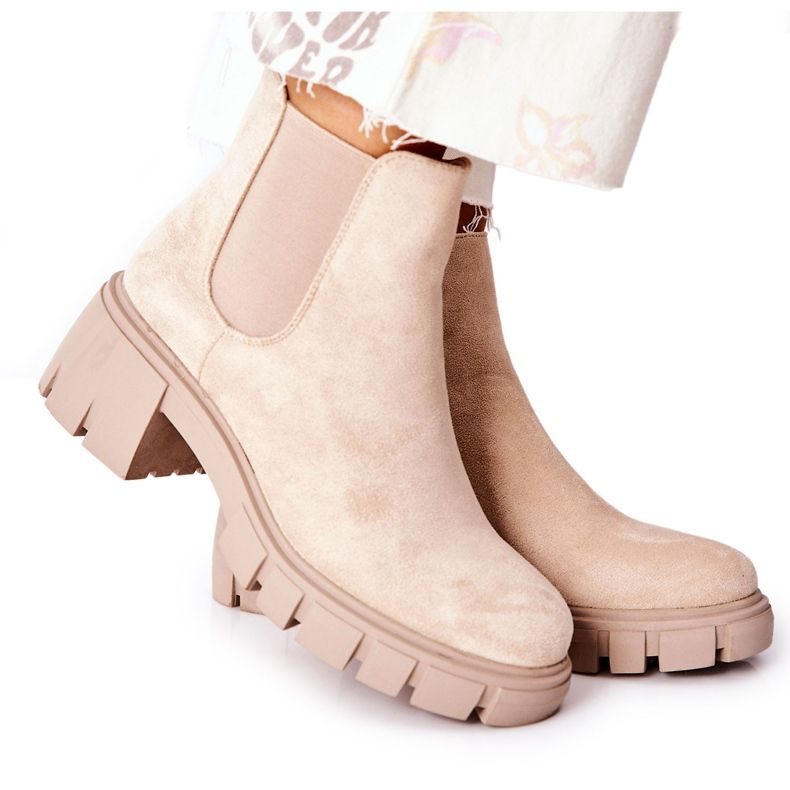 PS1 Warme Stiefel auf High Heels Beige Madge