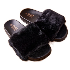 PH1 Geformte Hausschuhe aus Gummi mit schwarzem Emmie-Fell