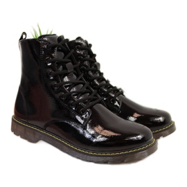 Warme Lackstiefel Miss❤E Jr EVE251A schwarz weiß