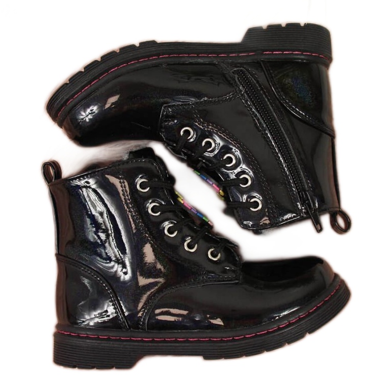 Schwarze Stiefel für Mädchen isoliert Jr EVE318A weiß