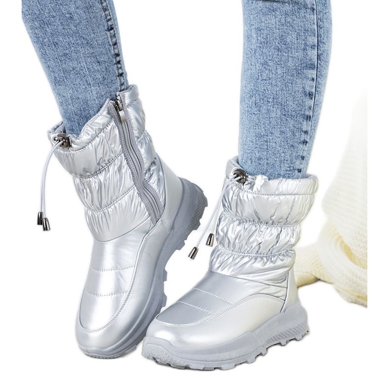 Silberne Schneestiefel mit Houle-Manschetten silber-