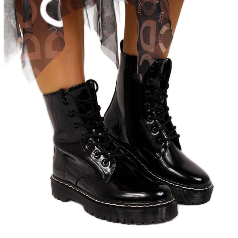 Warme Lackstiefel Vinceza W JAN55A schwarz