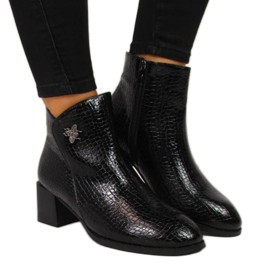 Schwarze Stiefel mit Fliegenschlangenleder Filippo W PAW287