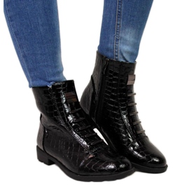 Stiefel mit Schlangenleder-Dekor Filippo W PAW288A schwarz weiß