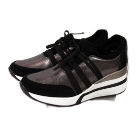 Lederschuhe auf einem Keil T.Sokolski W SCA139 silber schwarz