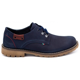 Olivier Herrenschuhe Leder Stiefeletten 812MP marineblau navy blau