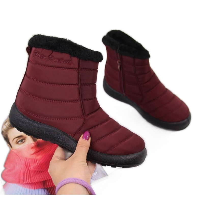 Wasserdichte Schneestiefel mit Reißverschluss News W EVE181C burgundy rot