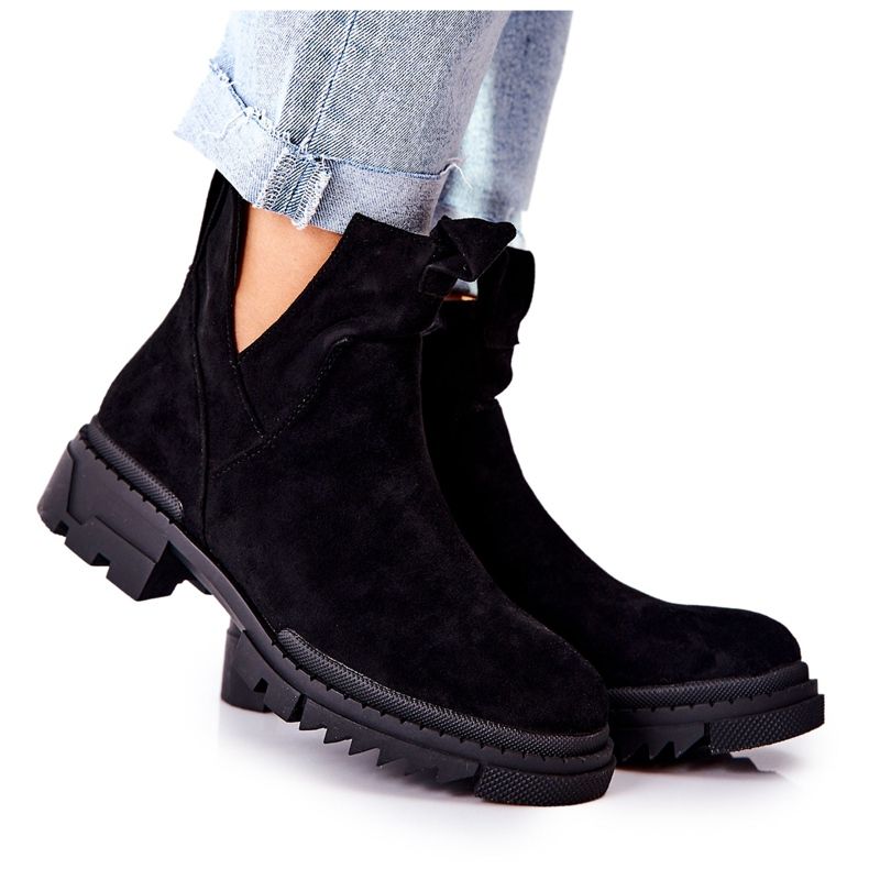 POTOCKI Schwarze Corano Stiefel mit ausgeschnittenem Reißverschluss