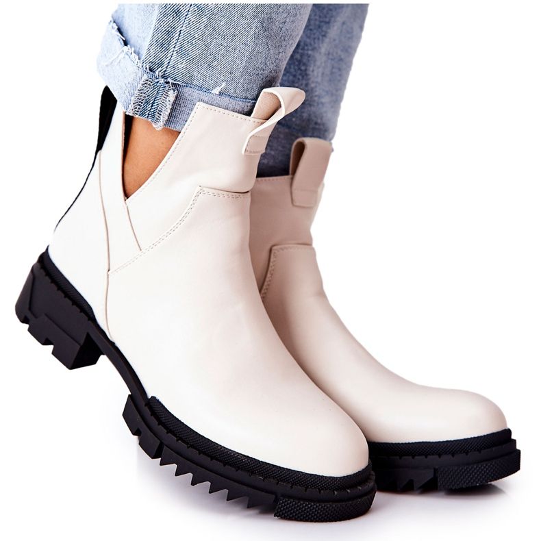 POTOCKI Weiße Corano-Stiefel mit Reißverschluss-Schnitt