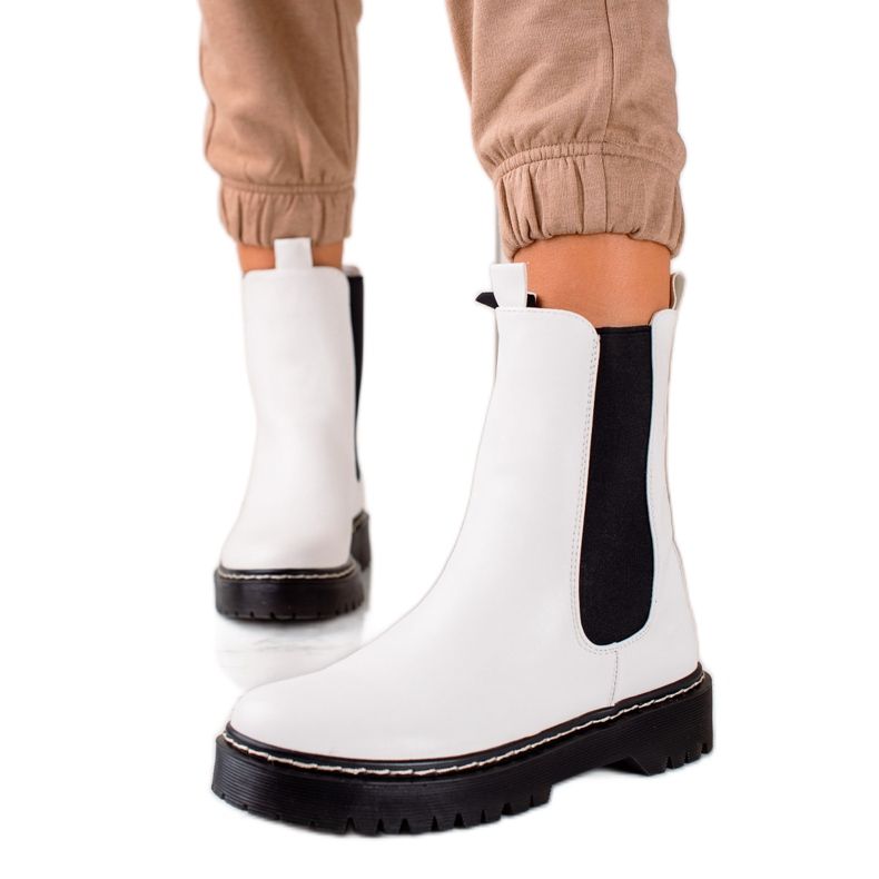 S. BARSKI Hohe Chelsea Boots auf der S.BARSKI Plattform weiß