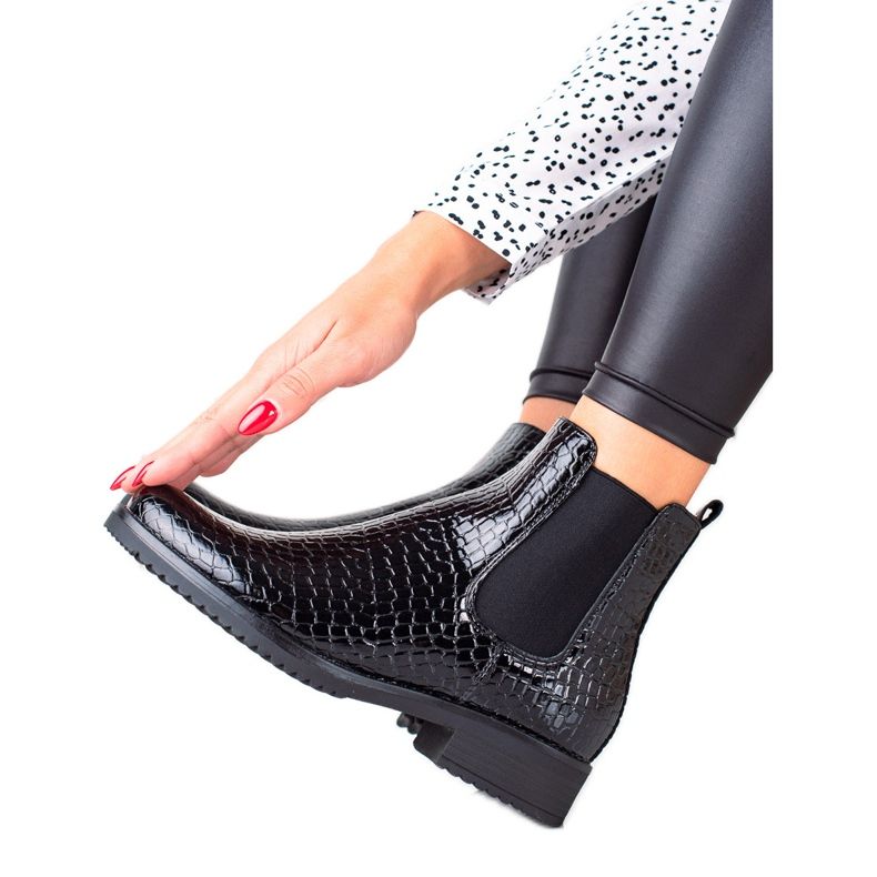 Modische Stiefel am VINCEZA-Reißverschluss schwarz