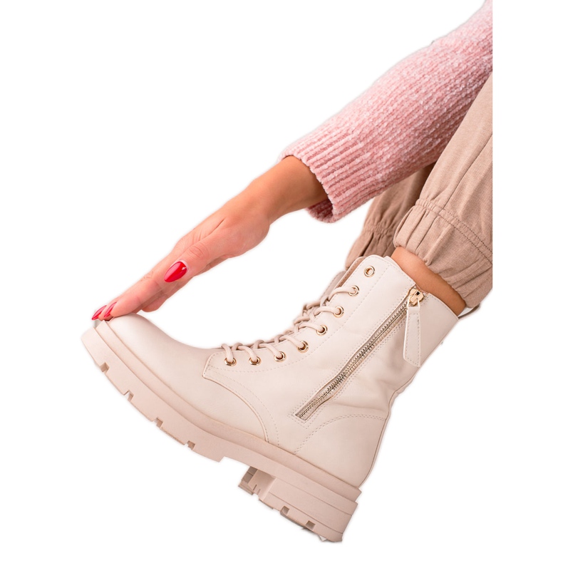 Sixth Sense Beige Stiefel Trapper aus Öko-Leder