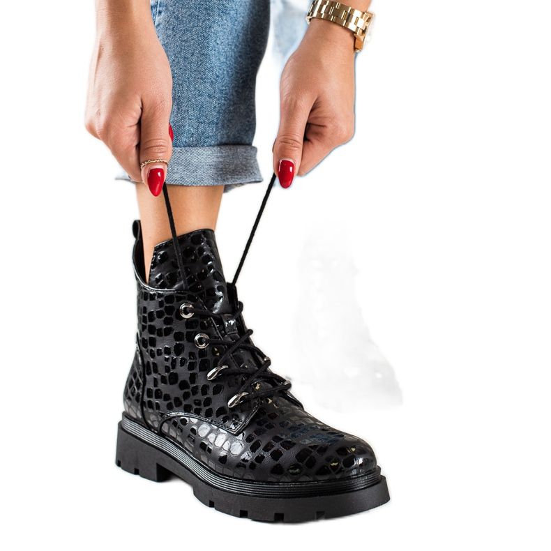 Filippo Schnürstiefel mit Muster schwarz