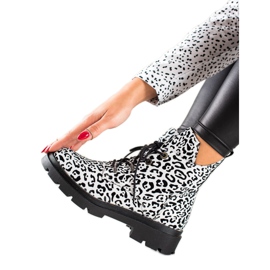 Filippo Schnürstiefel mit Muster weiß schwarz