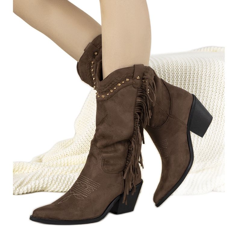 Loneflare braune Wildleder Boho Cowboystiefel