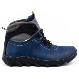 Olivier Herren Winter Lederstiefel 150GT marineblau
