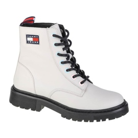 Tommy Hilfiger Jeans Flat Boot mit schillernden Ösen W EN0EN01537-YBL weiß
