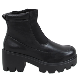 Schwarze Stiefel auf dicken Sohlen CH19208 Schwarz