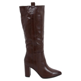 Braune Stiefel auf stabilem Absatz RB49P Brown