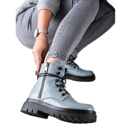 Sixth Sense Schnürstiefel mit dekorativem Reißverschluss blau