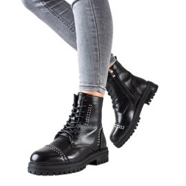 Super Me Klassische Stiefel Trapper aus Öko-Leder schwarz