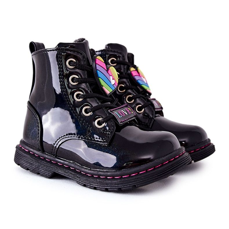 PE1 Lackierte Stiefel mit Wolle gewärmt Schwarz Anlon ['schwarz']