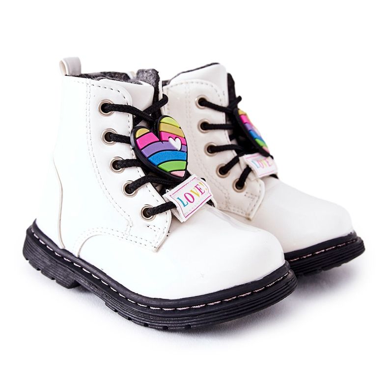 PE1 Lackierte Stiefel mit Wolle gewärmt Weiß Anlon