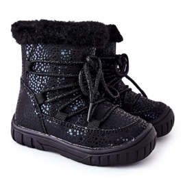 PE1 Schwarze warme Schneestiefel mit Fell