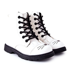 Warme Stiefel Arbeiter am Reißverschluss White Mousie weiß