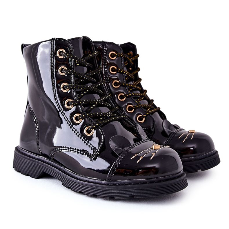 PE1 Schwarze Mousie Warme Stiefel Arbeiter am Reißverschluss