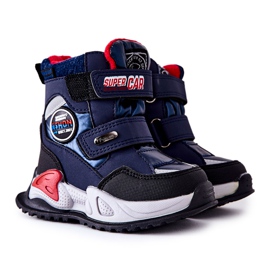 PJ2 Warme Schneestiefel Stiefel mit Klettverschluss Marineblau Rizie